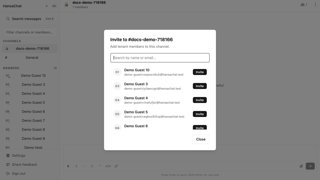 Invite members dialog