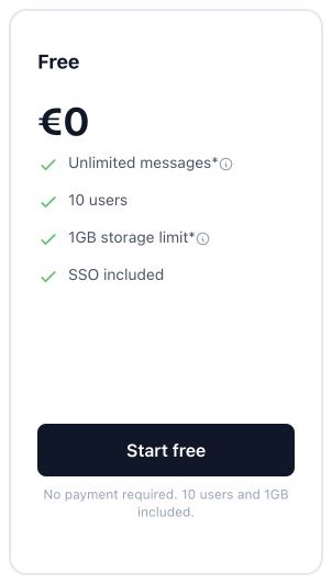 Start free on the pricing section