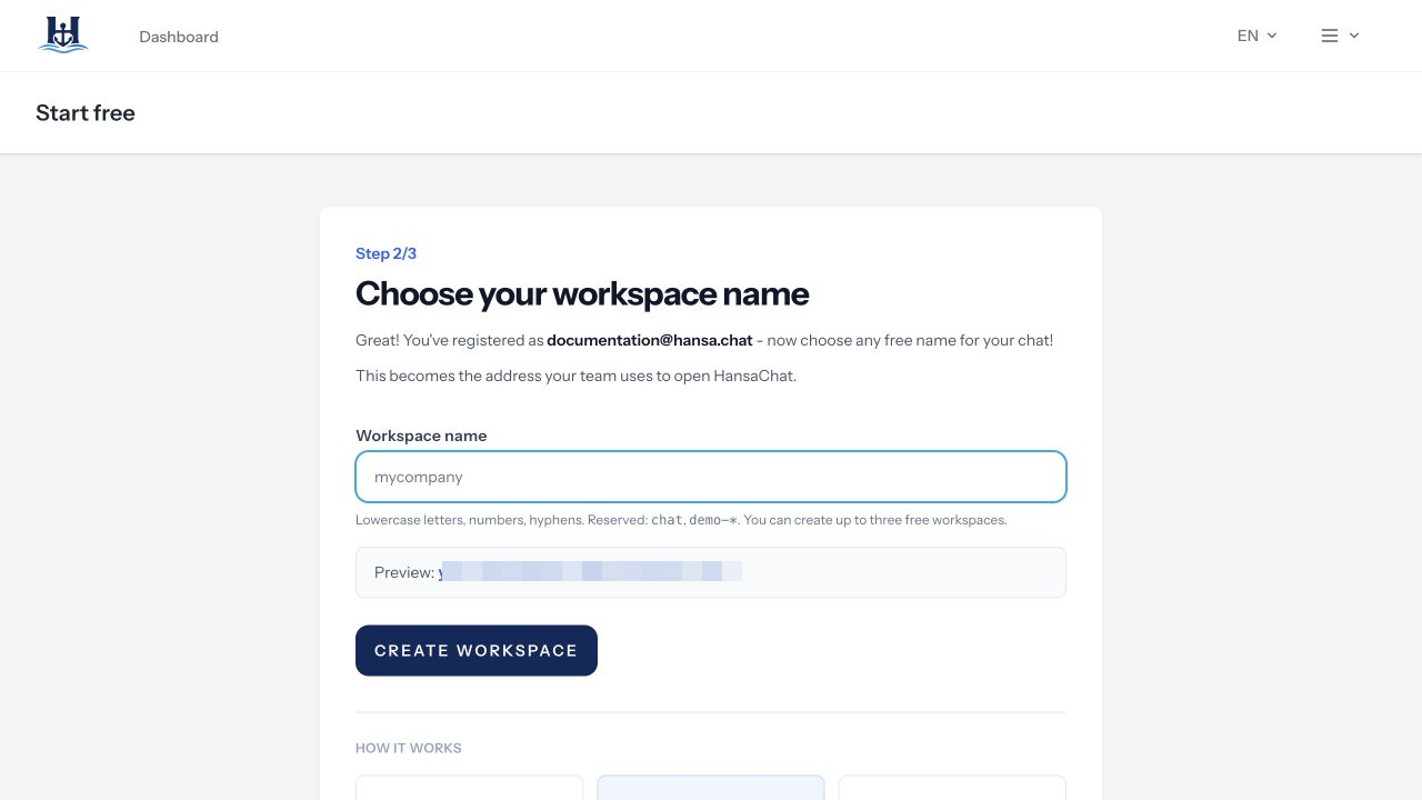 Workspace name step