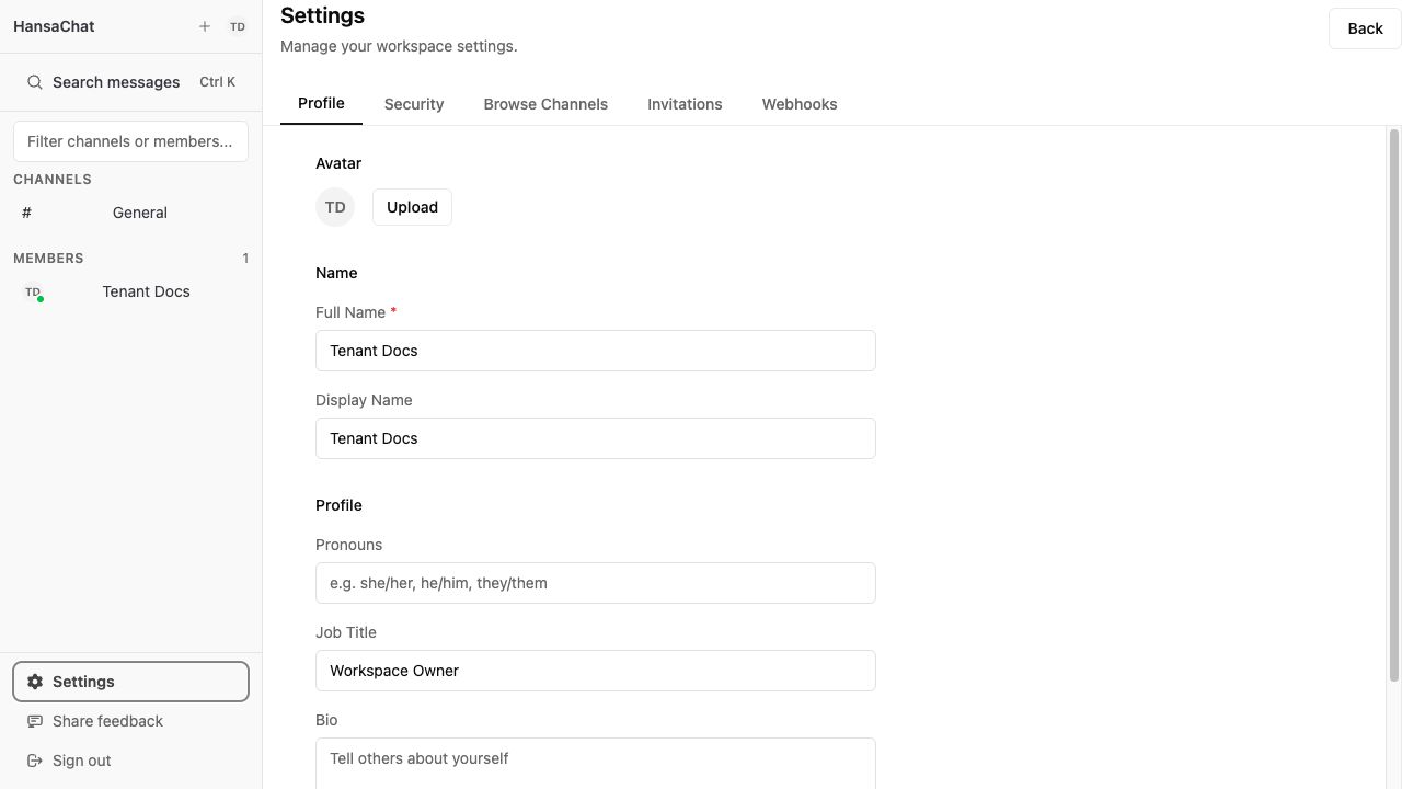 Open Webhooks from Settings