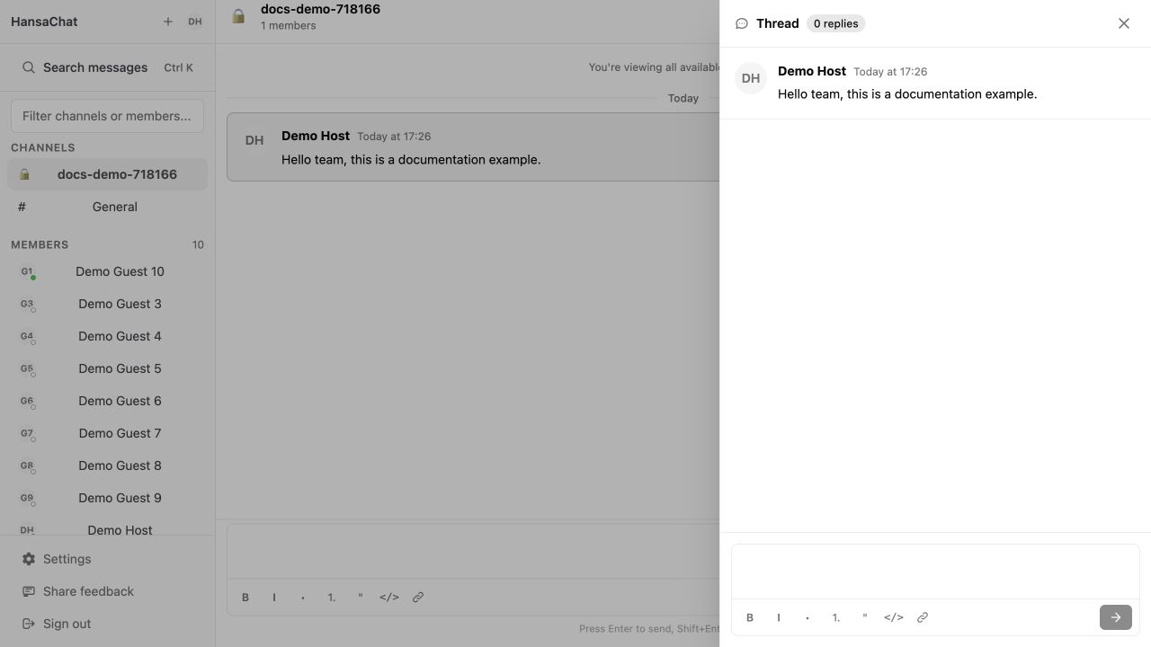 Thread reply panel