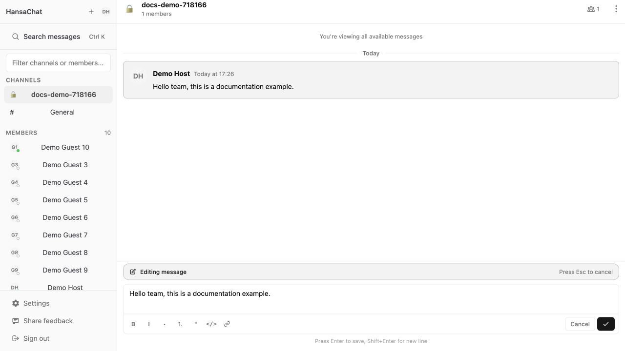 Edit message mode