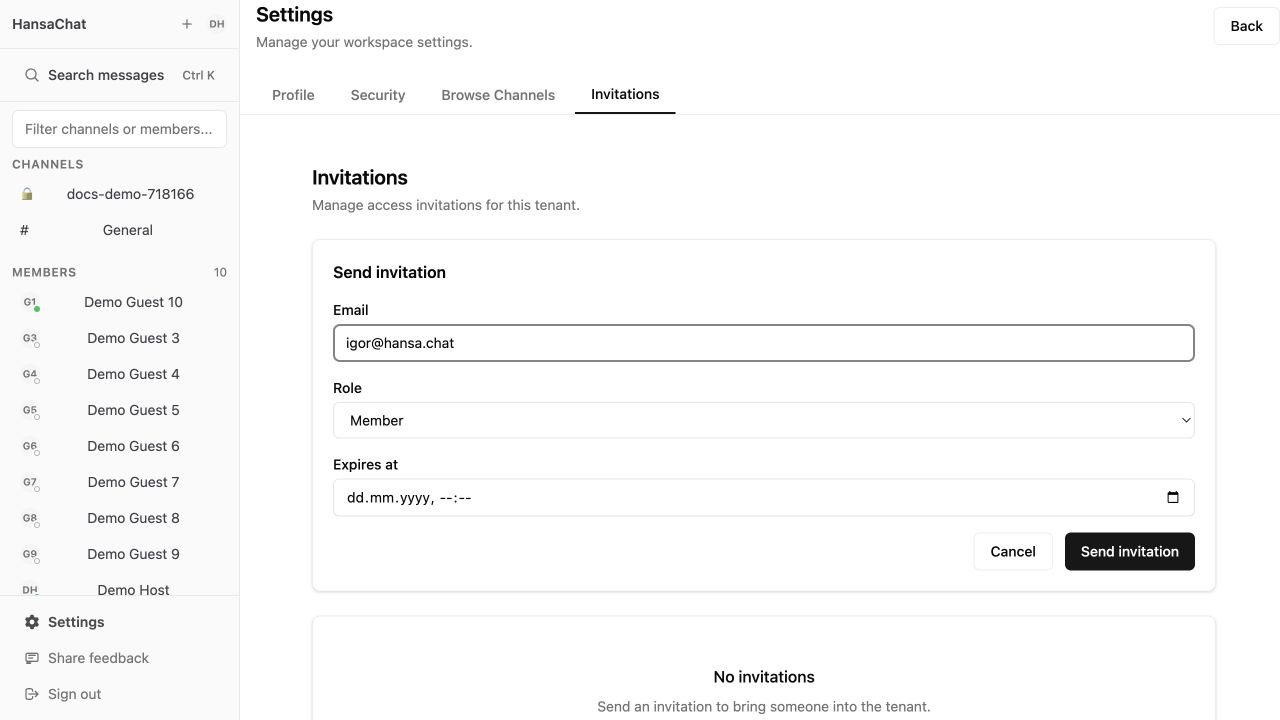Invite people form