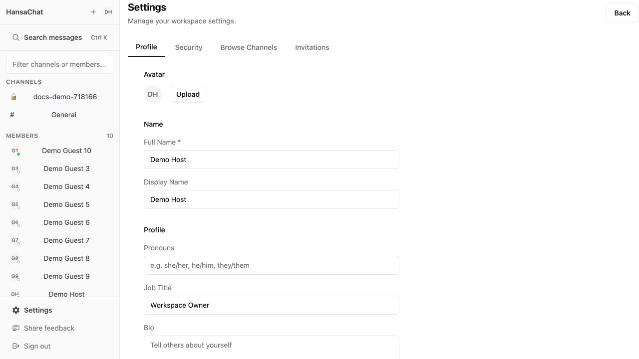 Admin settings tabs
