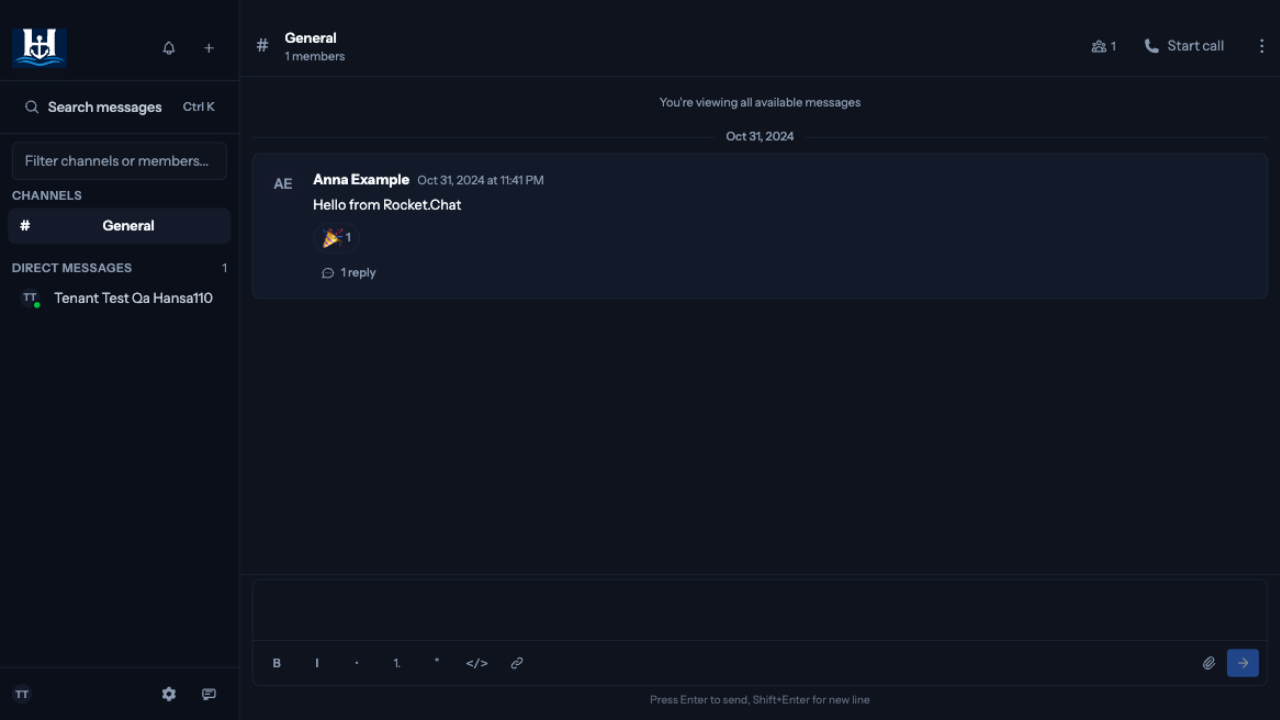 Imported Rocket.Chat history in the General channel